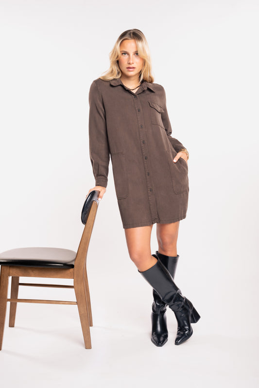 Robe boutons marron 