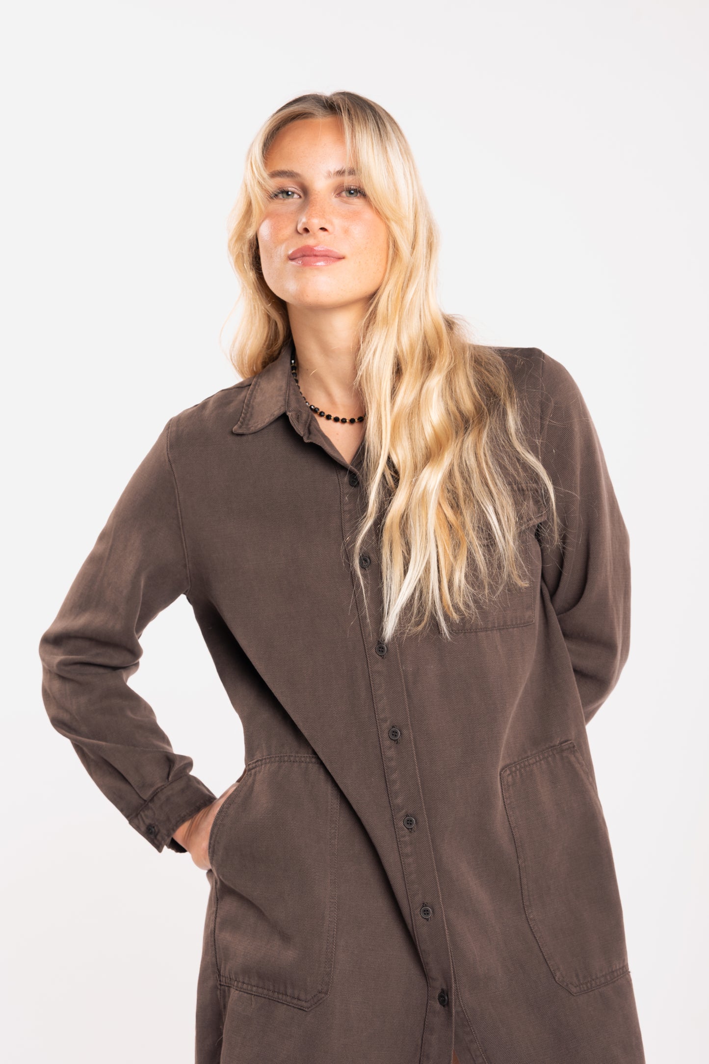 Robe boutons marron 