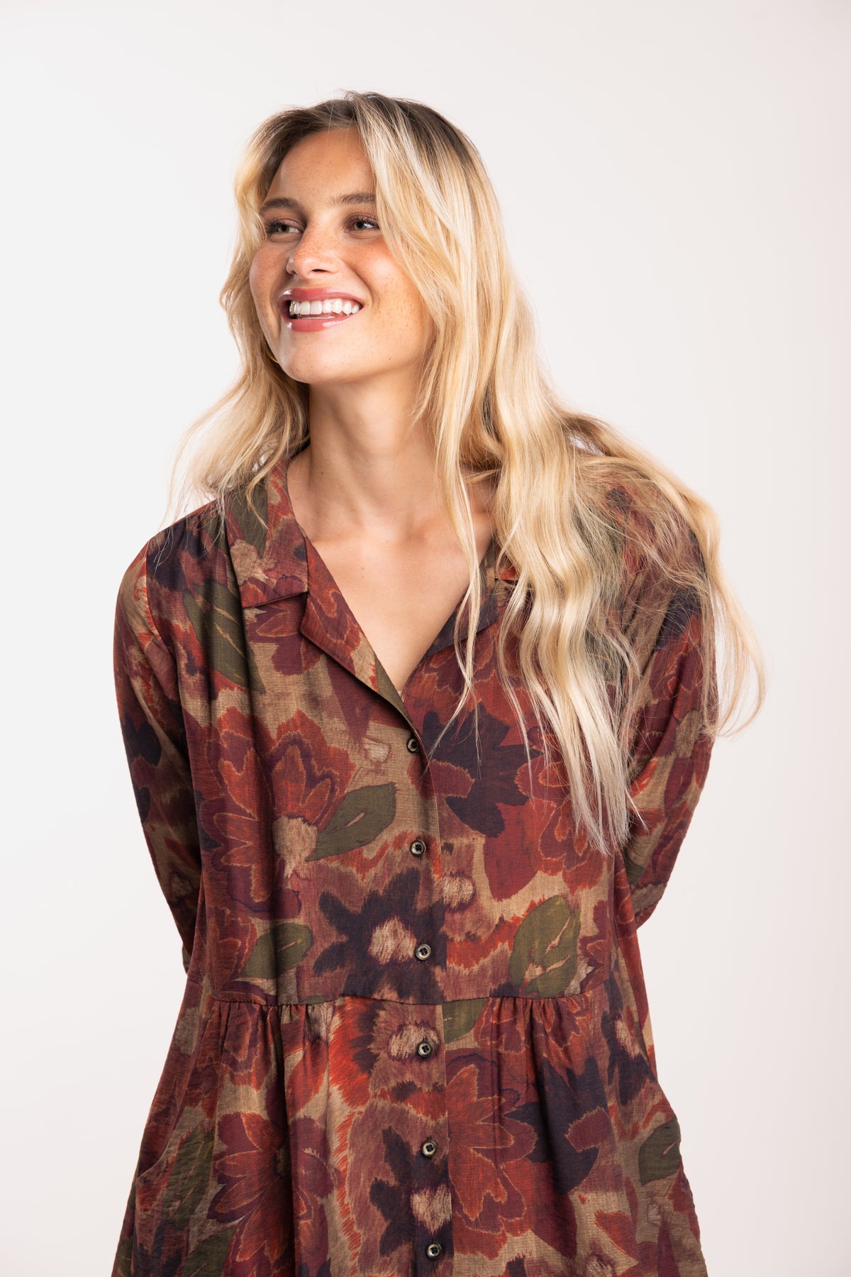 Robe chemise courte prune 