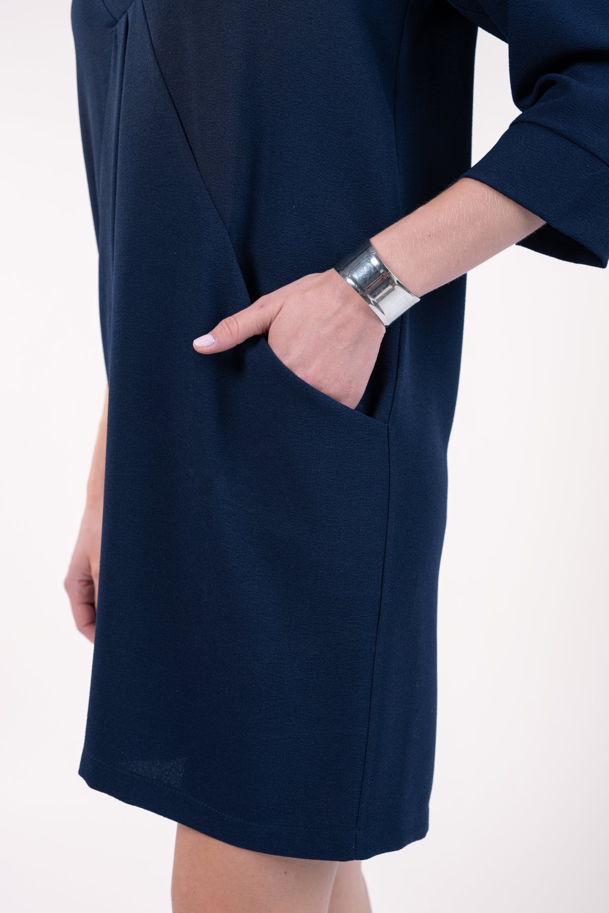 Robe femme col v marine
