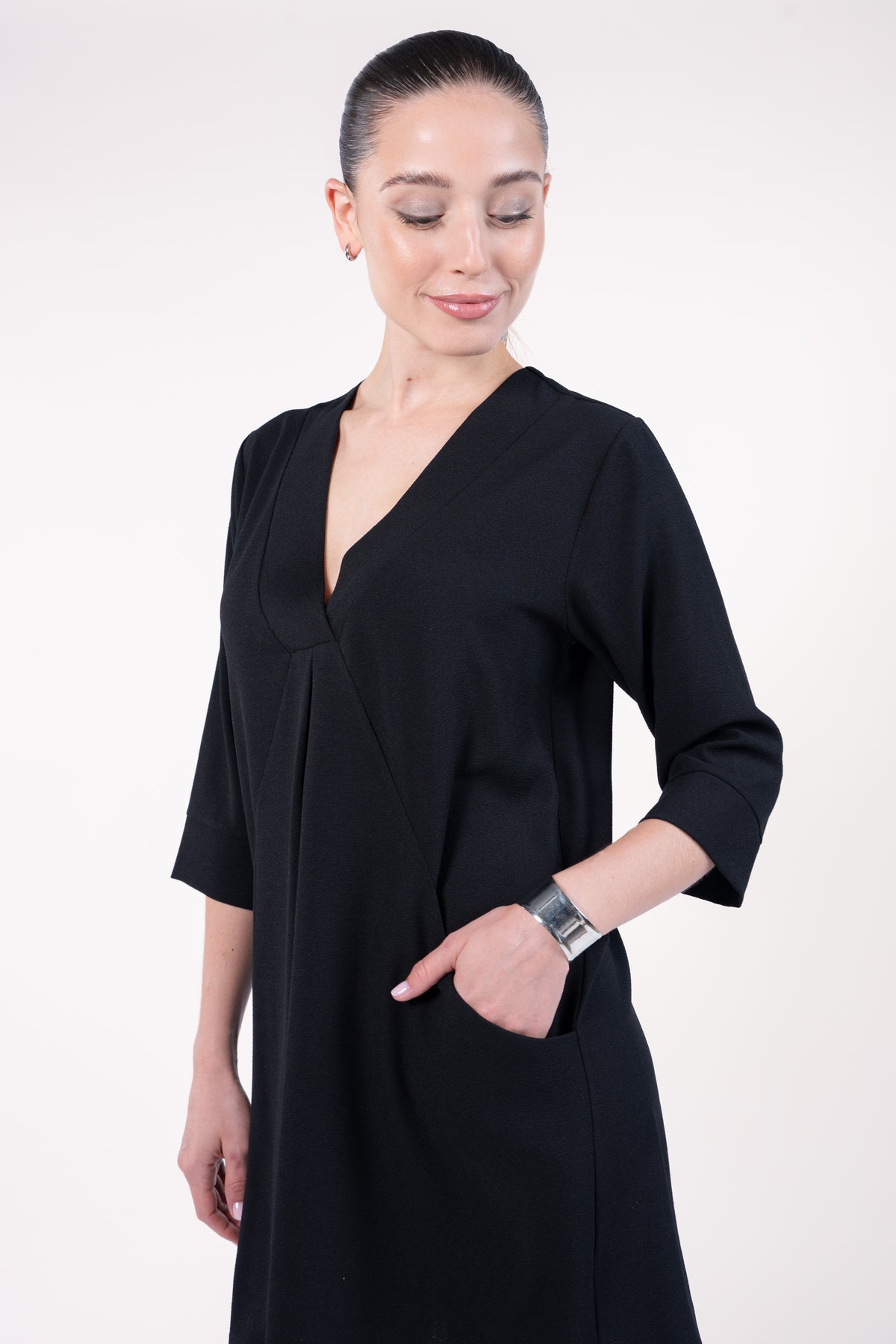 Robe femme col v noire  