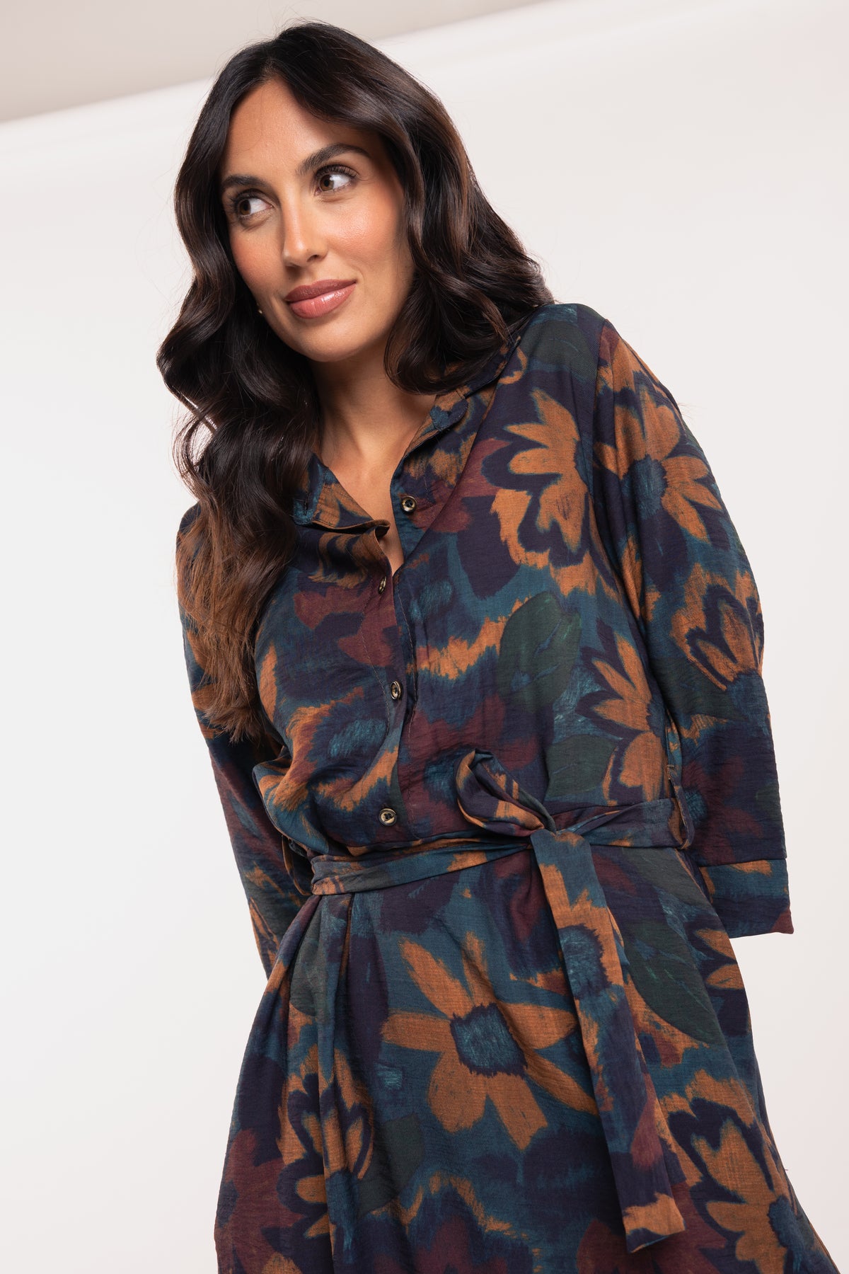 Robe fleuris bleu marine