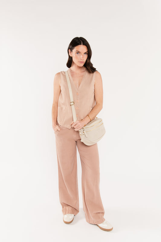 SAC BANANE EN CUIR FLORENTINE ÉCRU