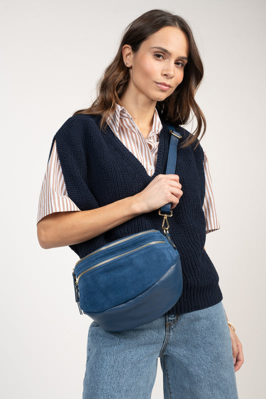 SAC BANANE EN CUIR FLORENTINE BLEU