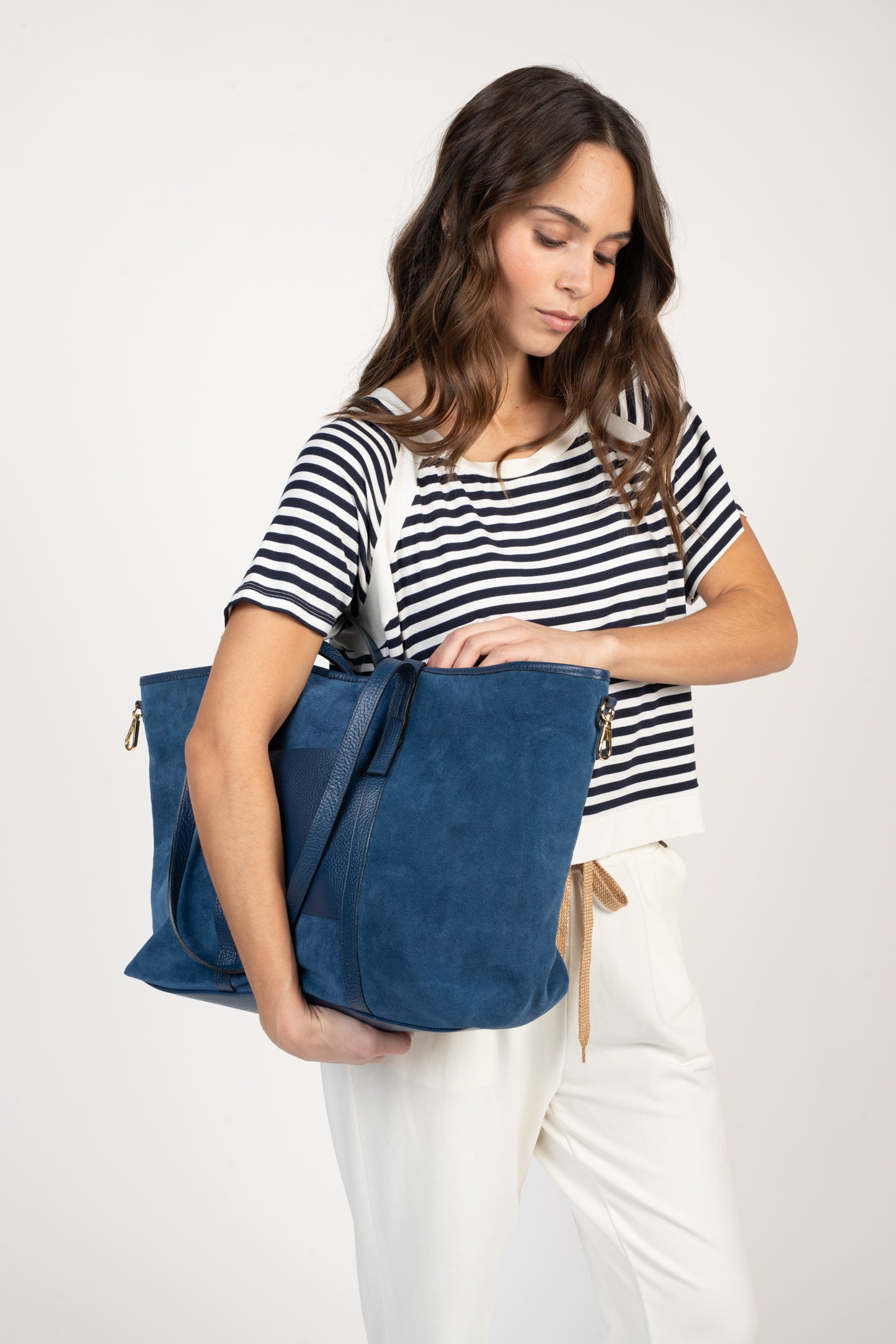 SAC CABAS EN CUIR ÉLISABETH BLEU