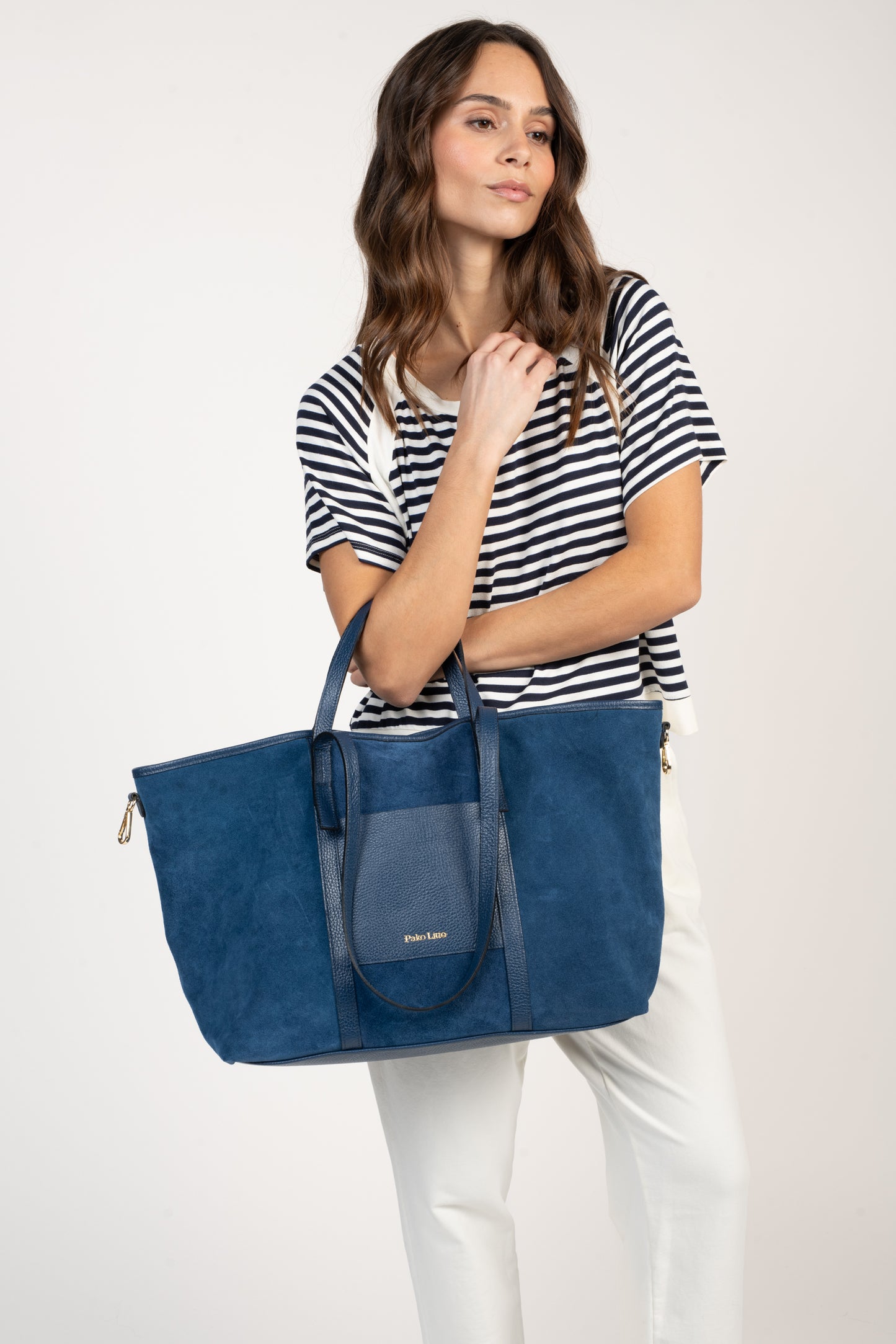 SAC CABAS EN CUIR ÉLISABETH BLEU