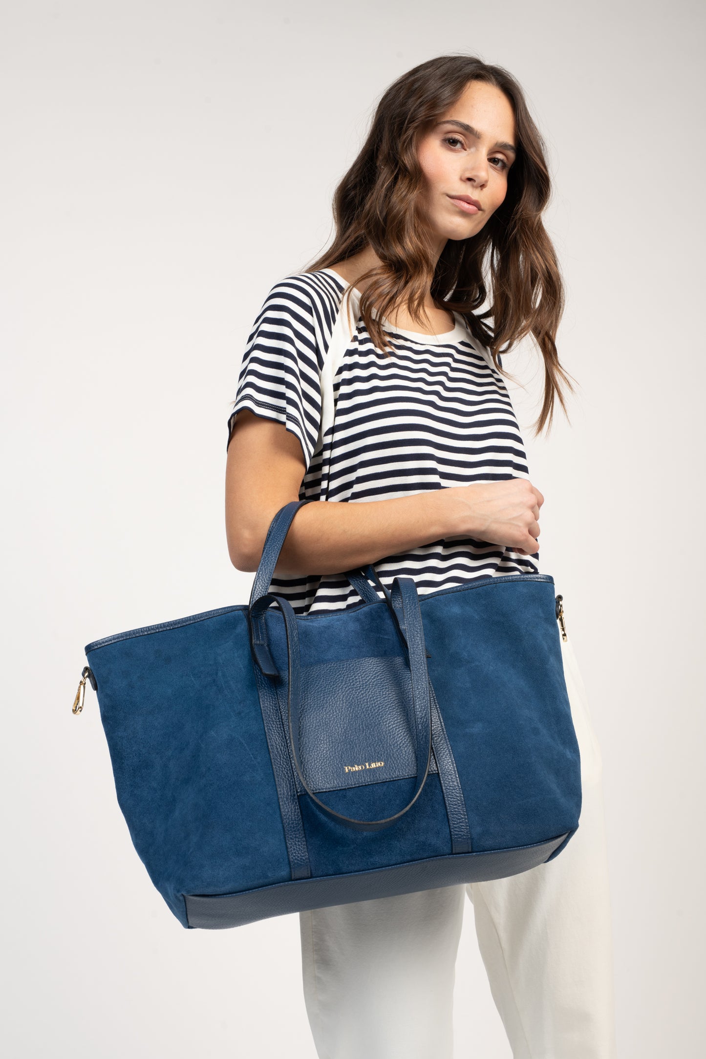 SAC CABAS EN CUIR ÉLISABETH BLEU