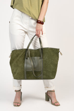 SAC CABAS EN CUIR ÉLISABETH KAKI