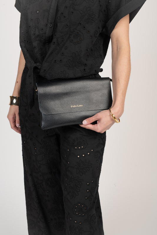 SAC POCHETTE EN CUIR FIORELLA NOIR