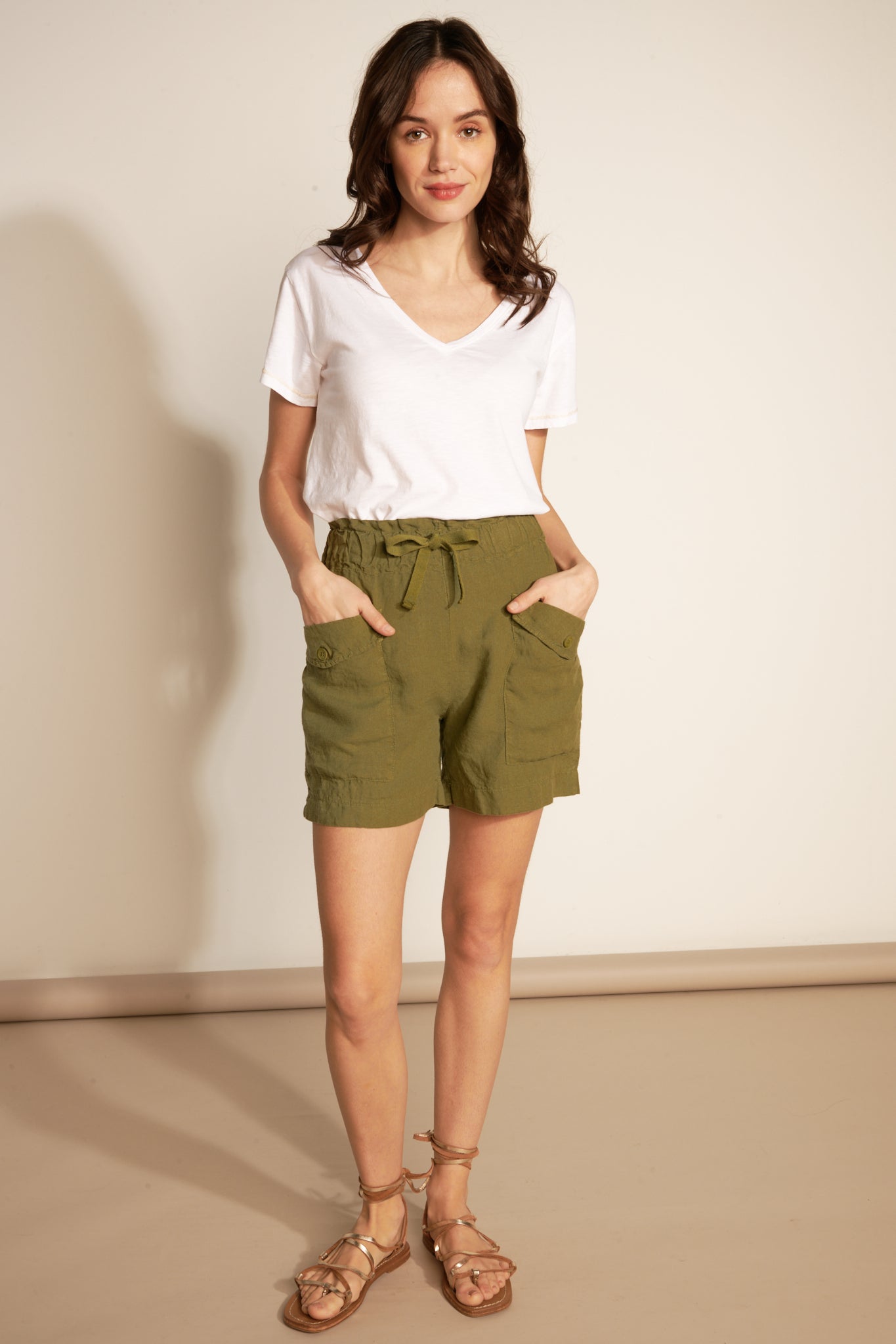 LINEN BAROUDEUR SHORTS - KHAKI