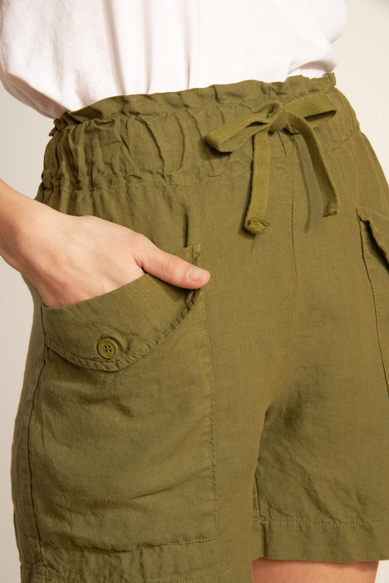 LINEN BAROUDEUR SHORTS - KHAKI