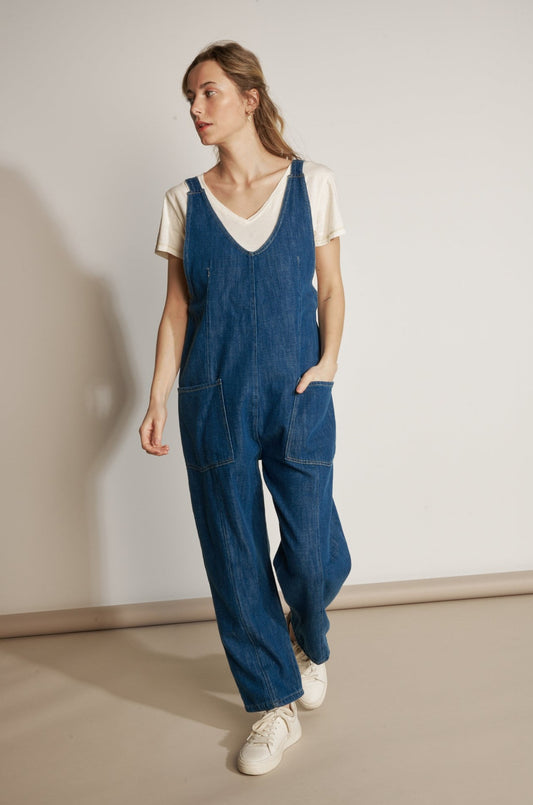 LONG ANJA DARK DENIM OVERALLS