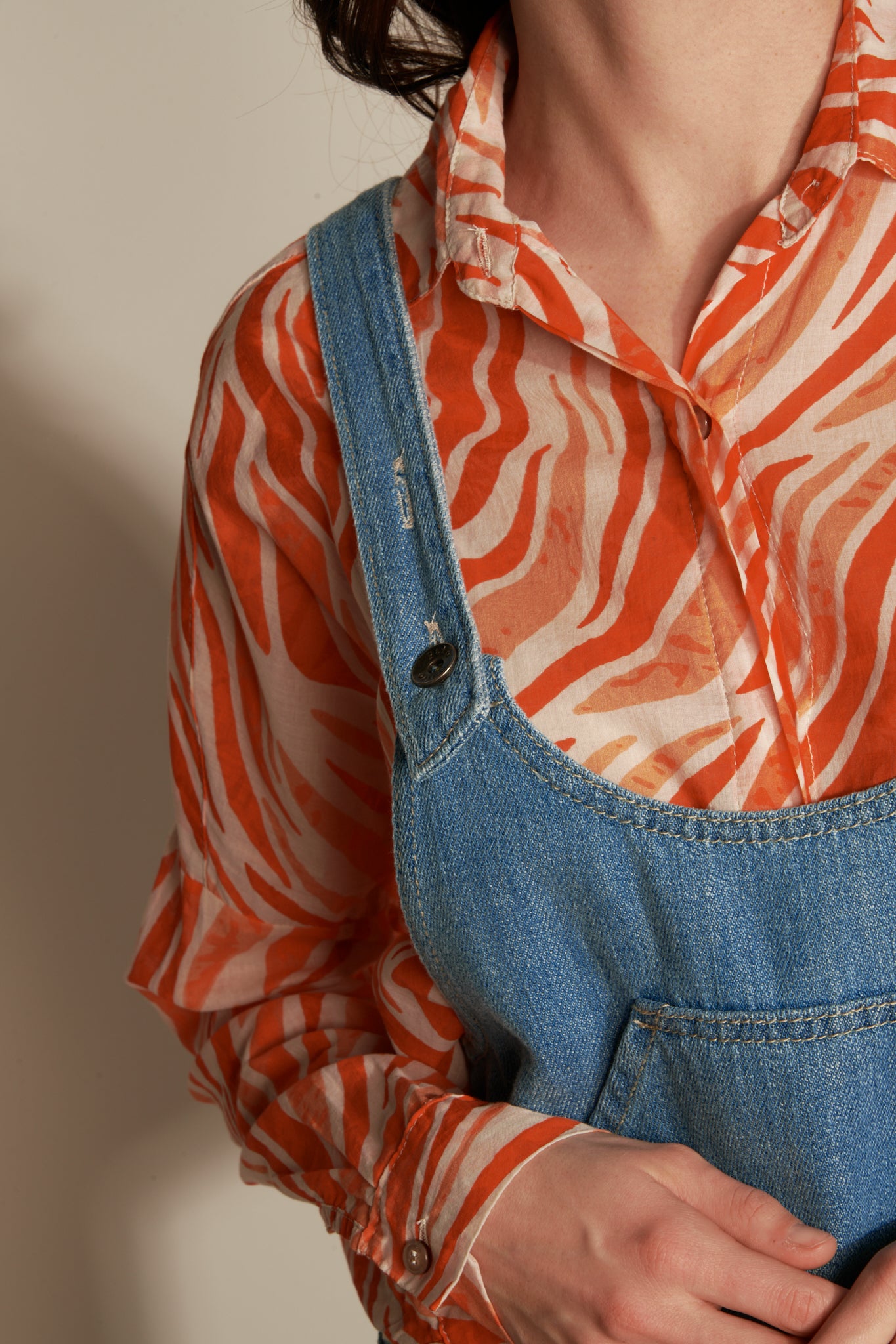 SALOPETTE SHORT ANAÉ DENIM CLAIR