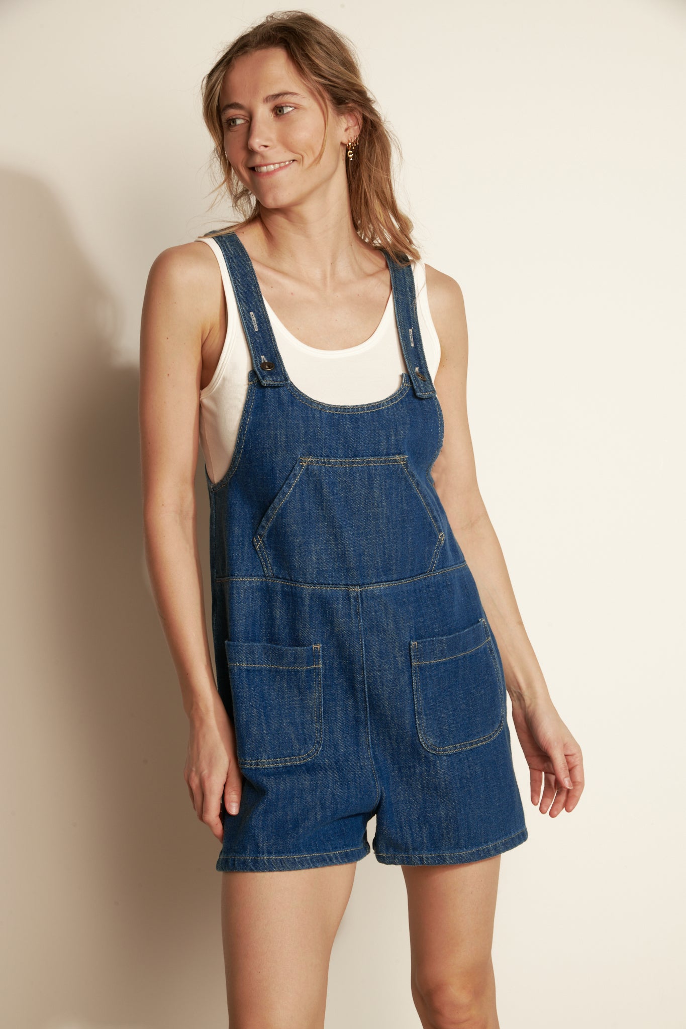 SALOPETTE SHORT ANAÉ DENIM FONCÉ
