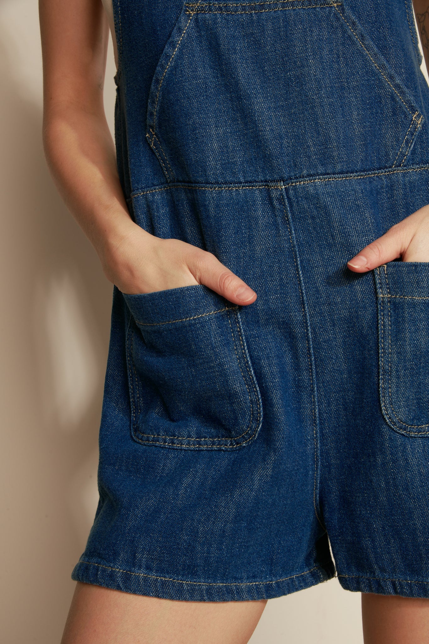 SALOPETTE SHORT ANAÉ DENIM FONCÉ