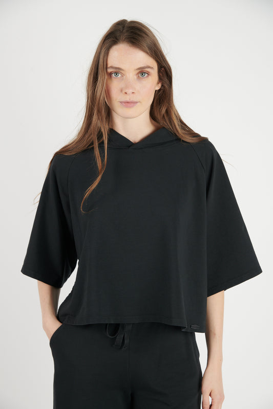 SWEAT CAPUCHE COURT DAYAN NOIR
