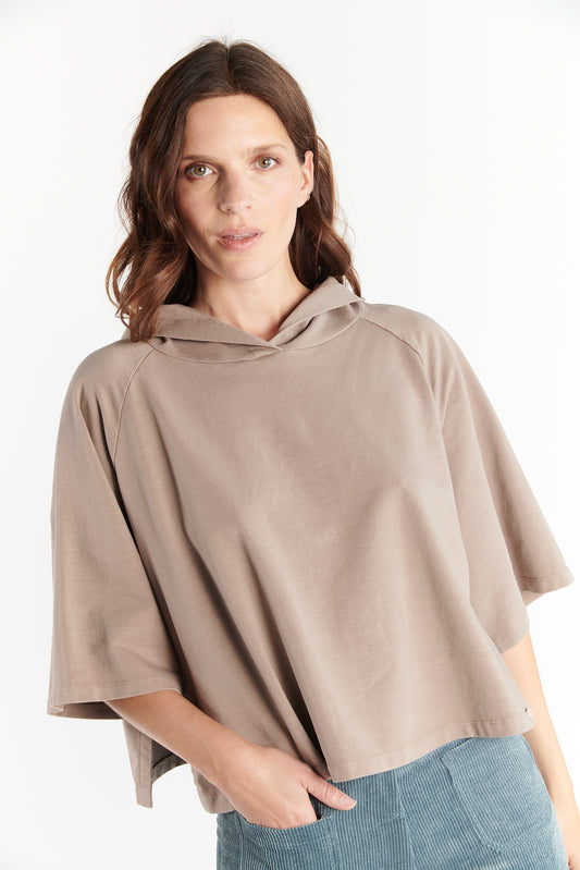 SWEAT CAPUCHE COURT DAYAN TAUPE