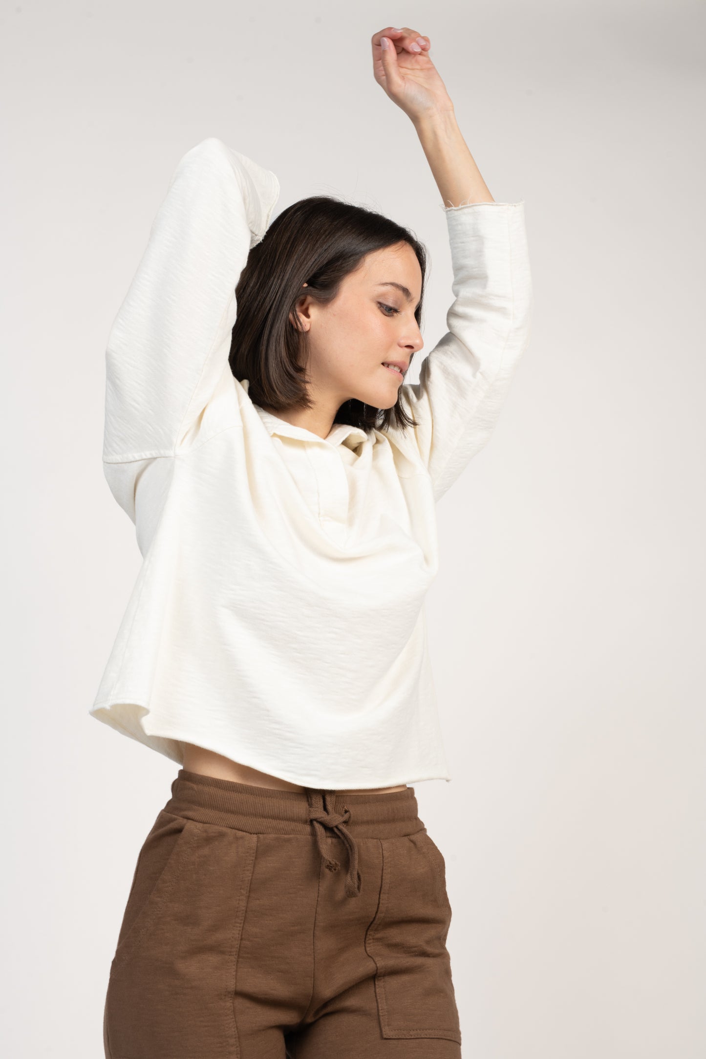 SWEAT COL POLO COTON BIO EVELYNE ÉCRU