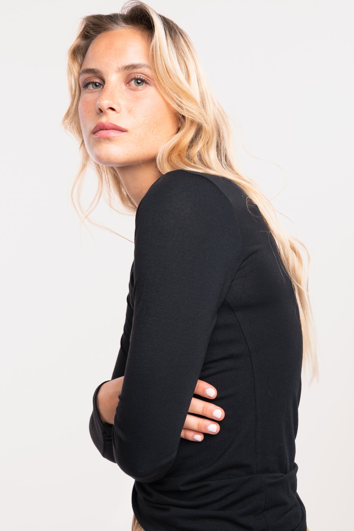 T-shirt col V noir 