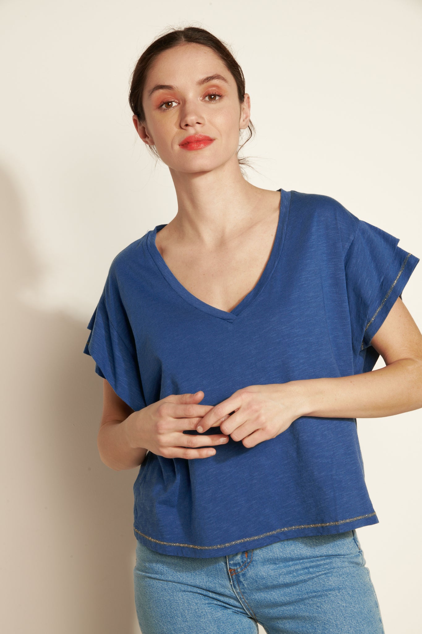 ADRIEN OCEAN DOUBLE SLEEVED TOP
