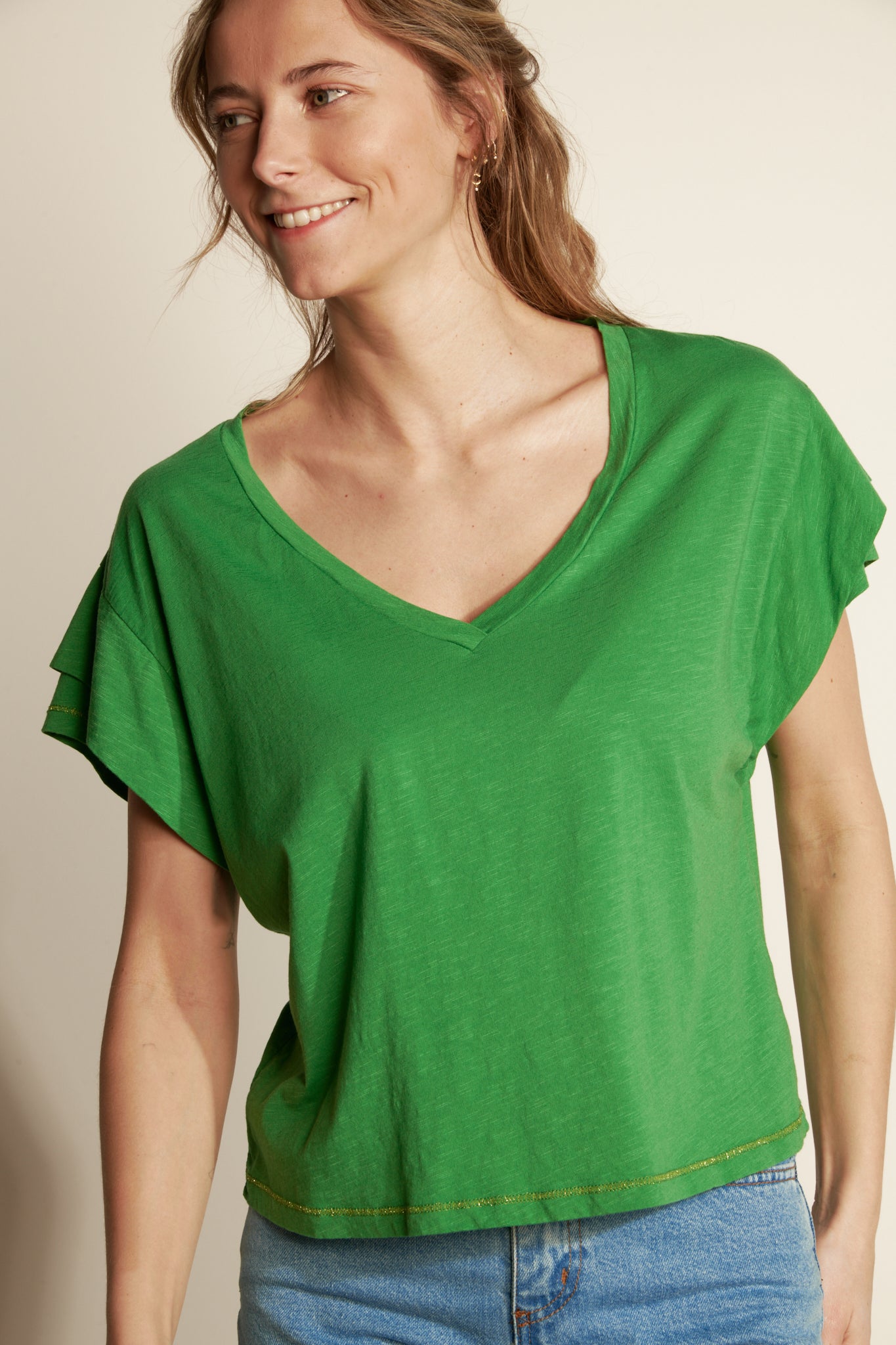 DOUBLE SLEEVED TOP ADRIEN GREEN