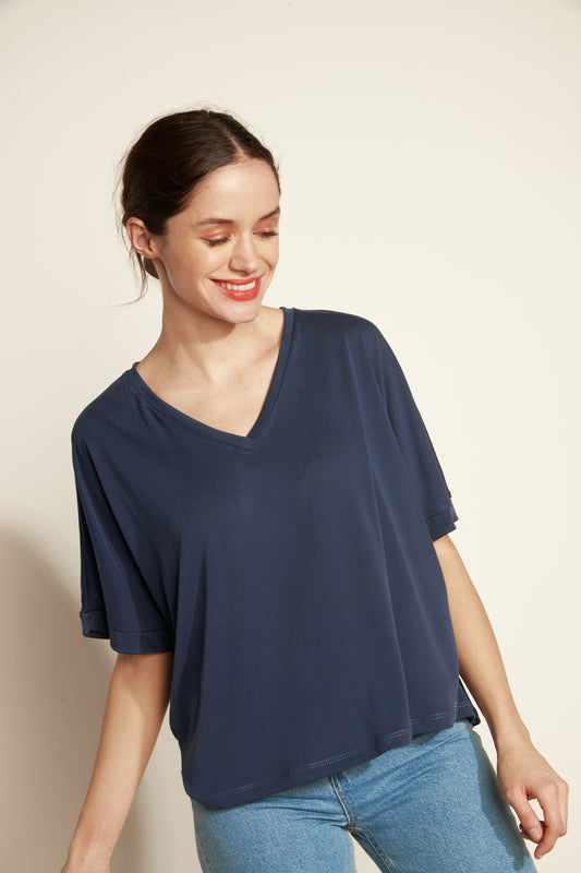 ARIEL NAVY LOOSE TOP