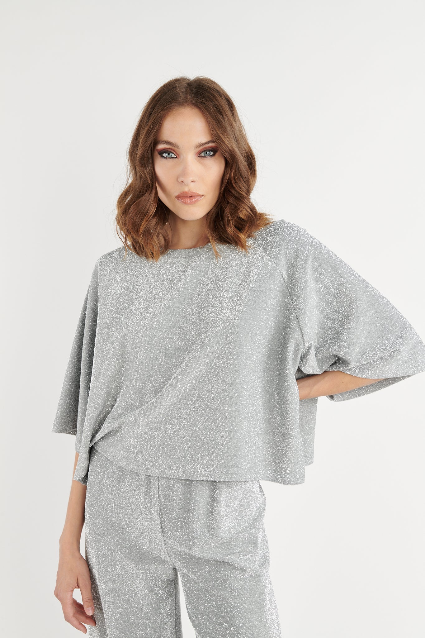 TOP AMPLE PAILLETTE BÉTHANIE ARGENT