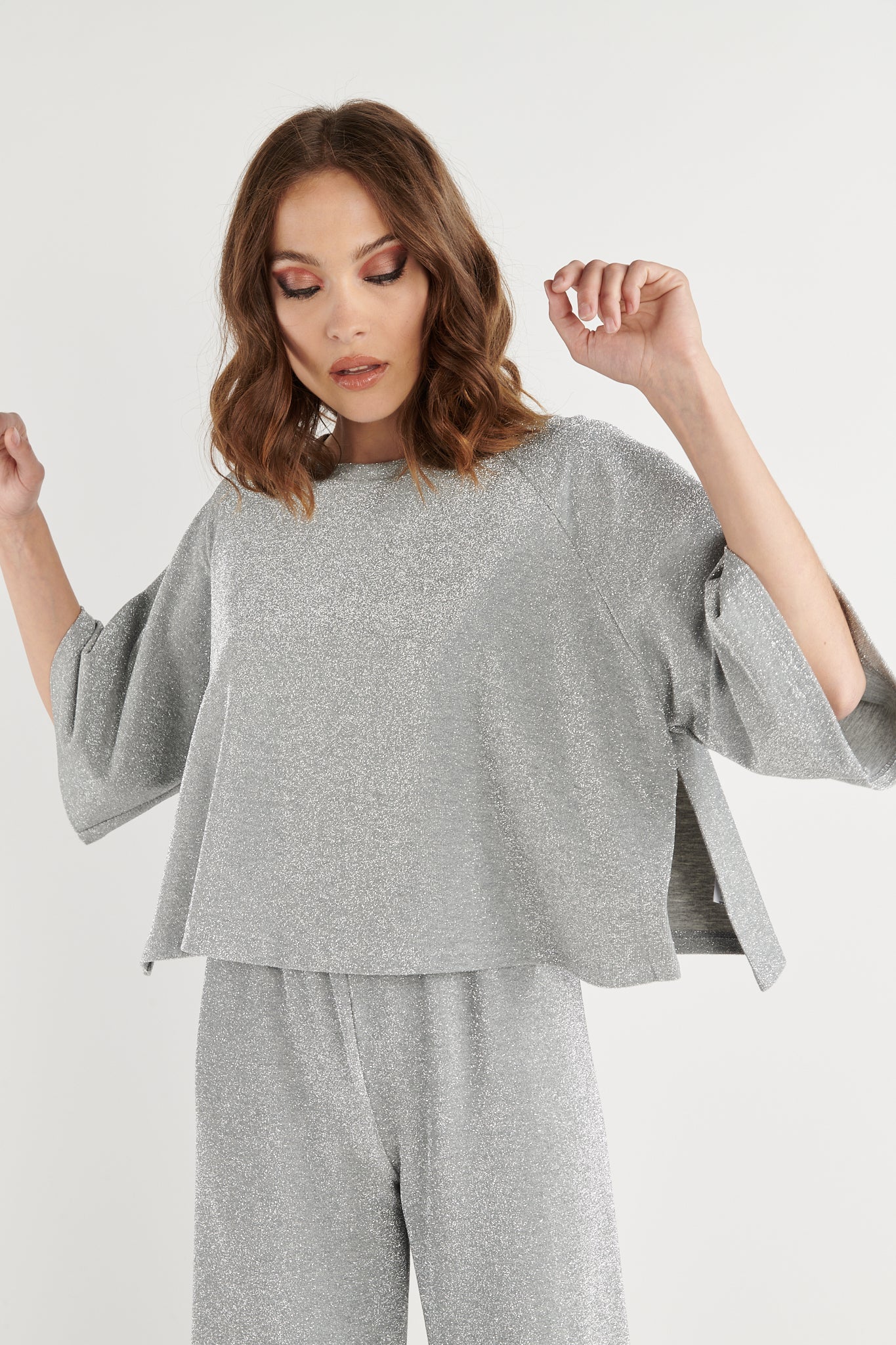 TOP AMPLE PAILLETTE BÉTHANIE ARGENT