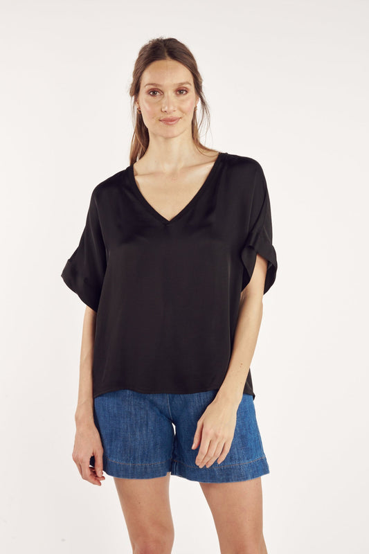 TOP SATINÉE CLOUD NOIR