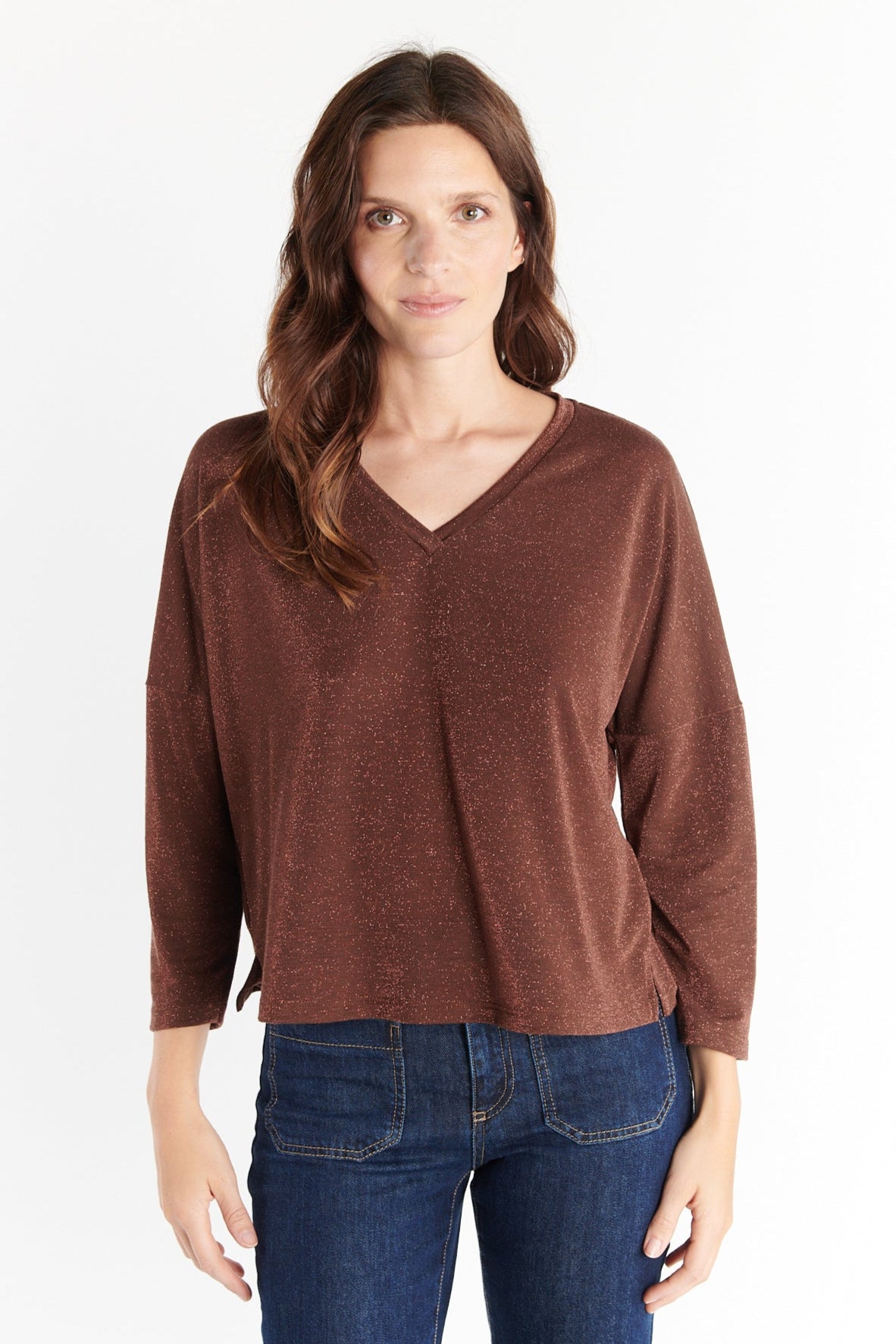 TOP AMPLE LUREX DAMIS CAPPUCCINO