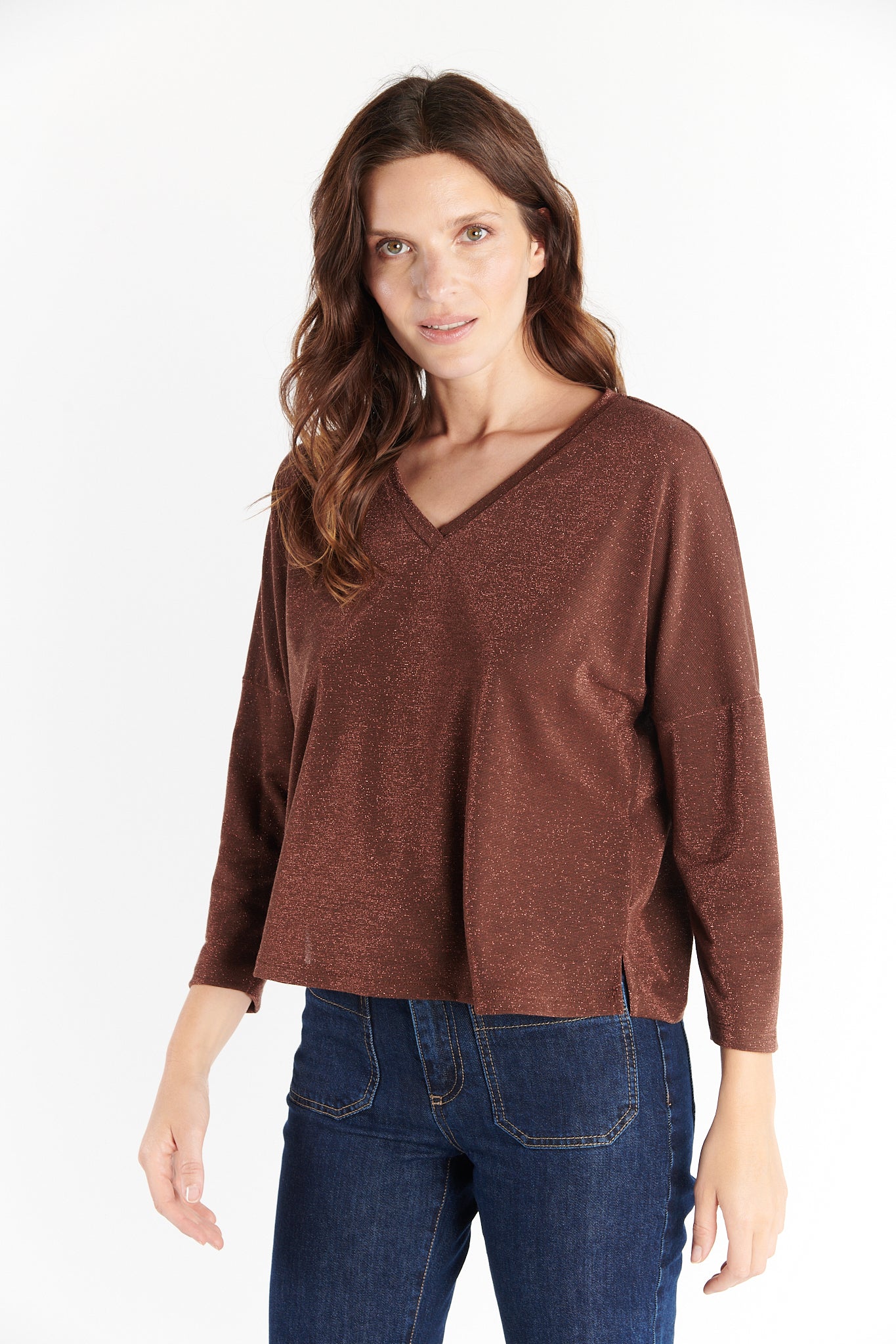 TOP AMPLE LUREX DAMIS CAPPUCCINO