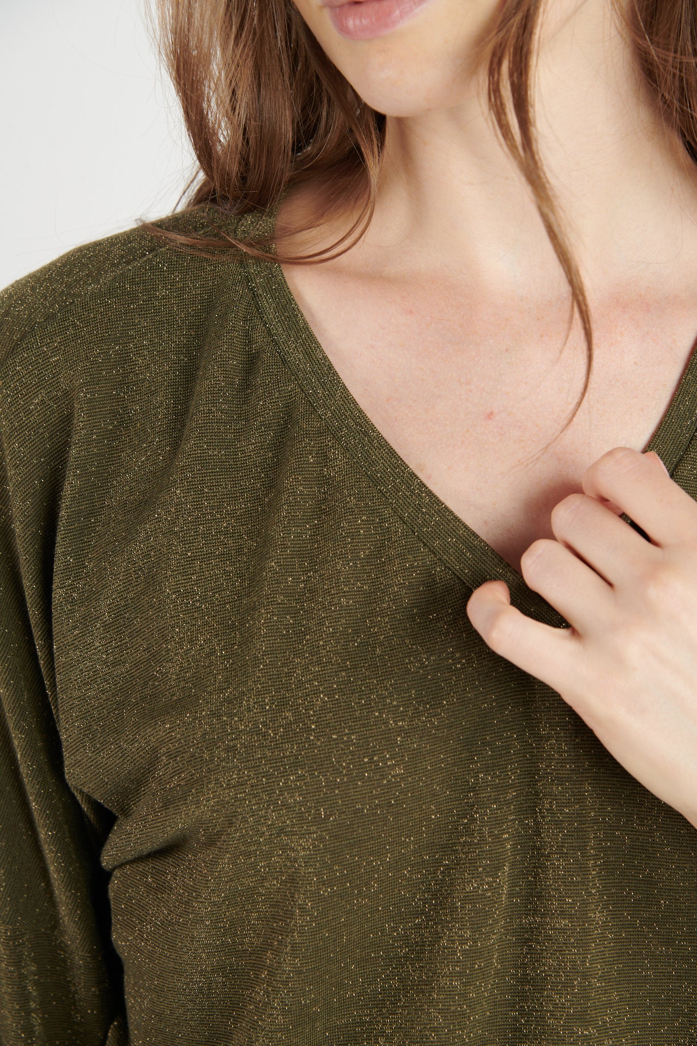 TOP AMPLE LUREX DAMIS KAKI