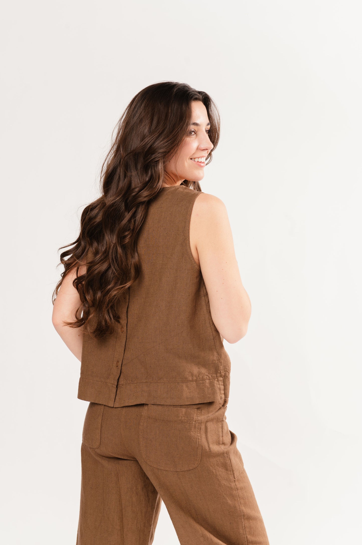 TOP EN LIN FLORENCIA MARRON