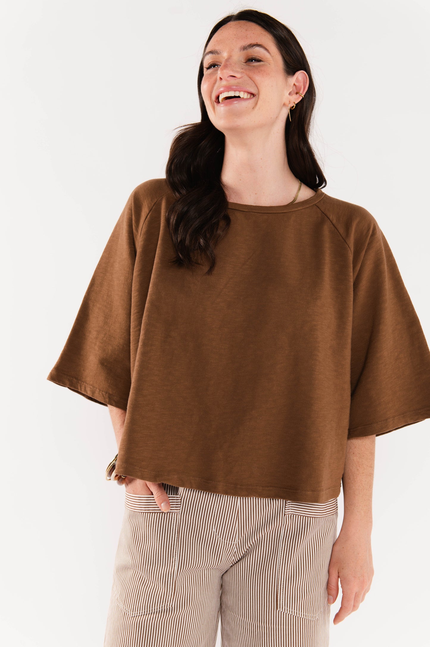 TOP AMPLE COTON BIO ESTELLE MARRON