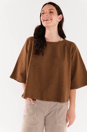 TOP AMPLE COTON BIO ESTELLE MARRON