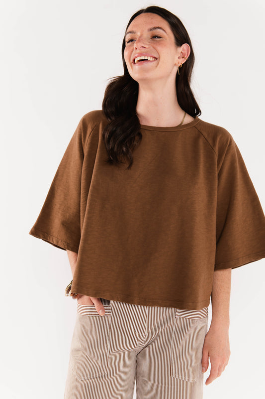 TOP AMPLE COTON BIO ESTELLE MARRON