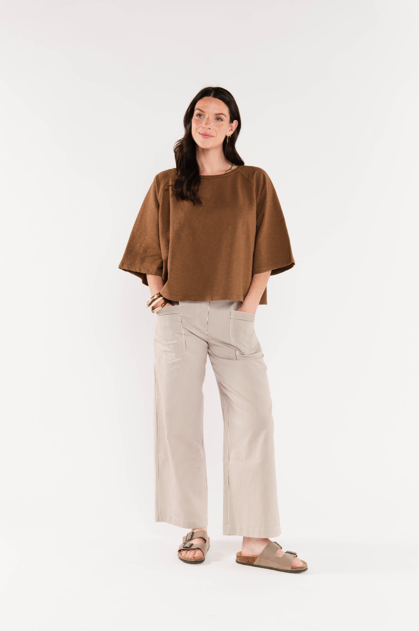 TOP AMPLE COTON BIO ESTELLE MARRON