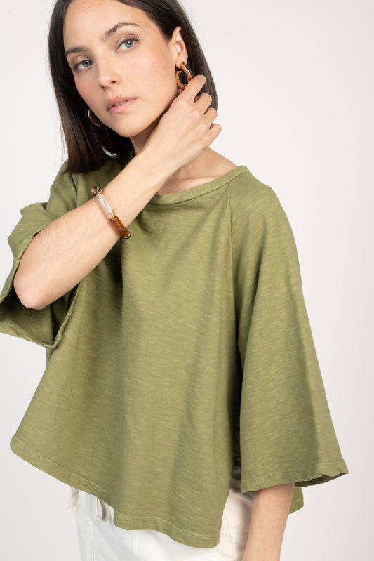 TOP AMPLE COTON BIO ESTELLE VERT