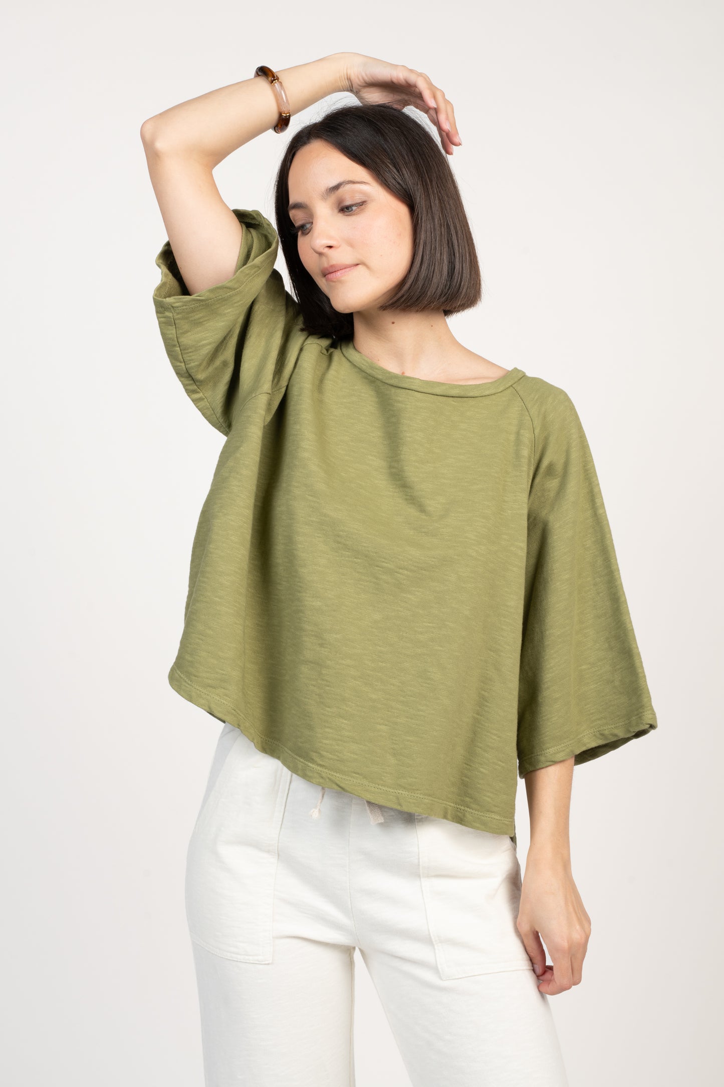 TOP AMPLE COTON BIO ESTELLE VERT