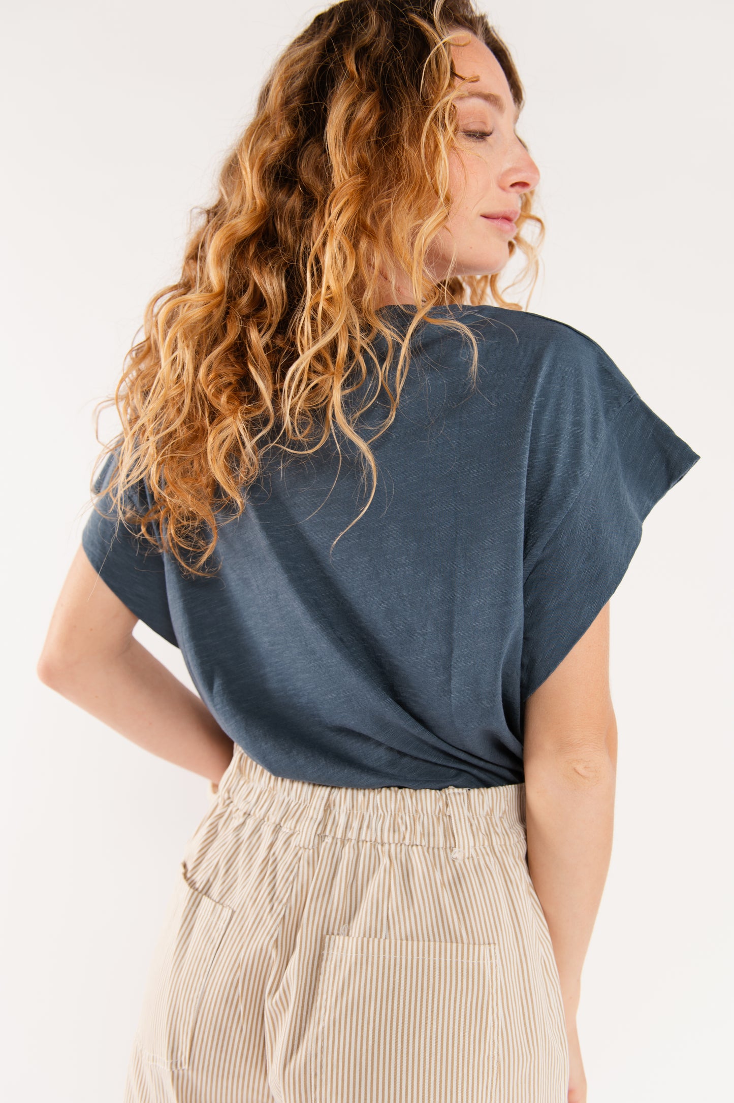 T-SHIRT AMPLE COTON MODAL ÉLÉNA BLEU