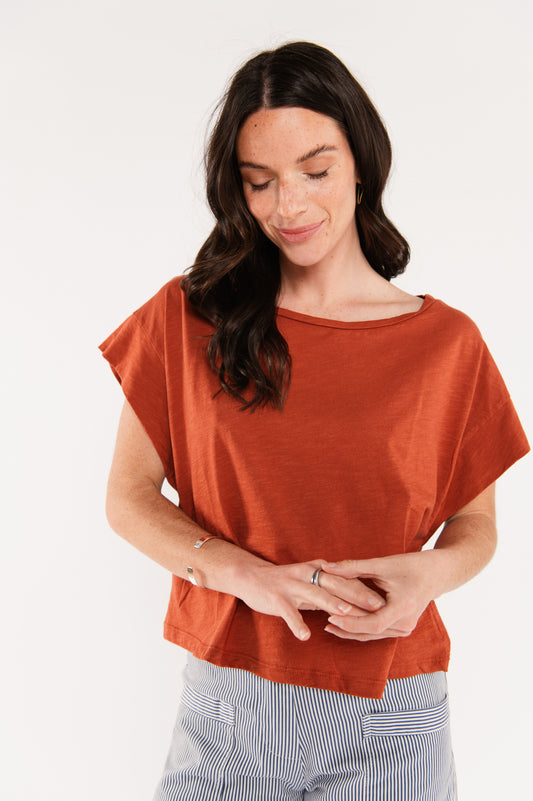 T-SHIRT AMPLE COTON MODAL ÉLÉNA PAPRIKA