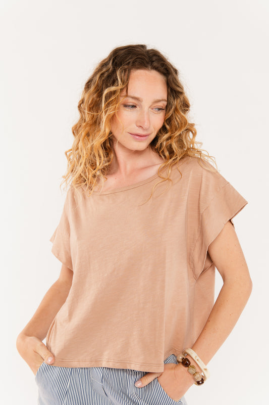 TOP AMPLE COTON MODAL ÉLÉNA VIEUX ROSE