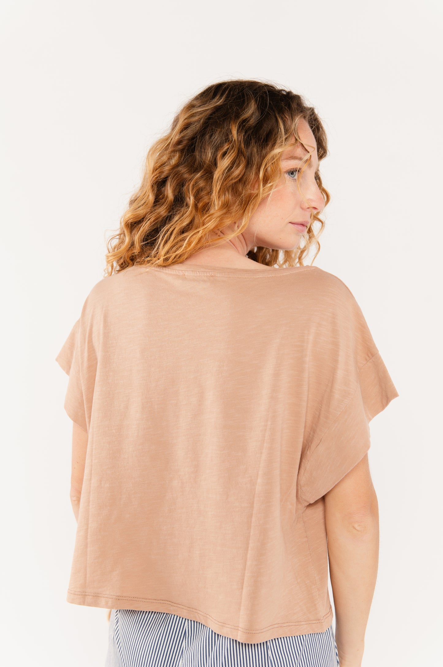 TOP AMPLE COTON MODAL ÉLÉNA VIEUX ROSE