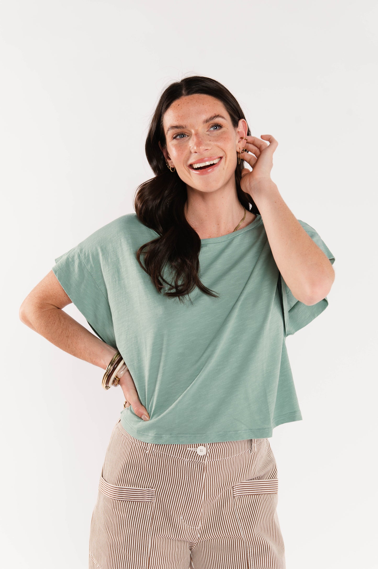 TOP AMPLE COTON MODAL ÉLÉNA VERT D'EAU