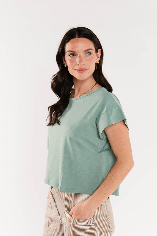 TOP AMPLE COTON MODAL ÉLÉNA VERT D'EAU