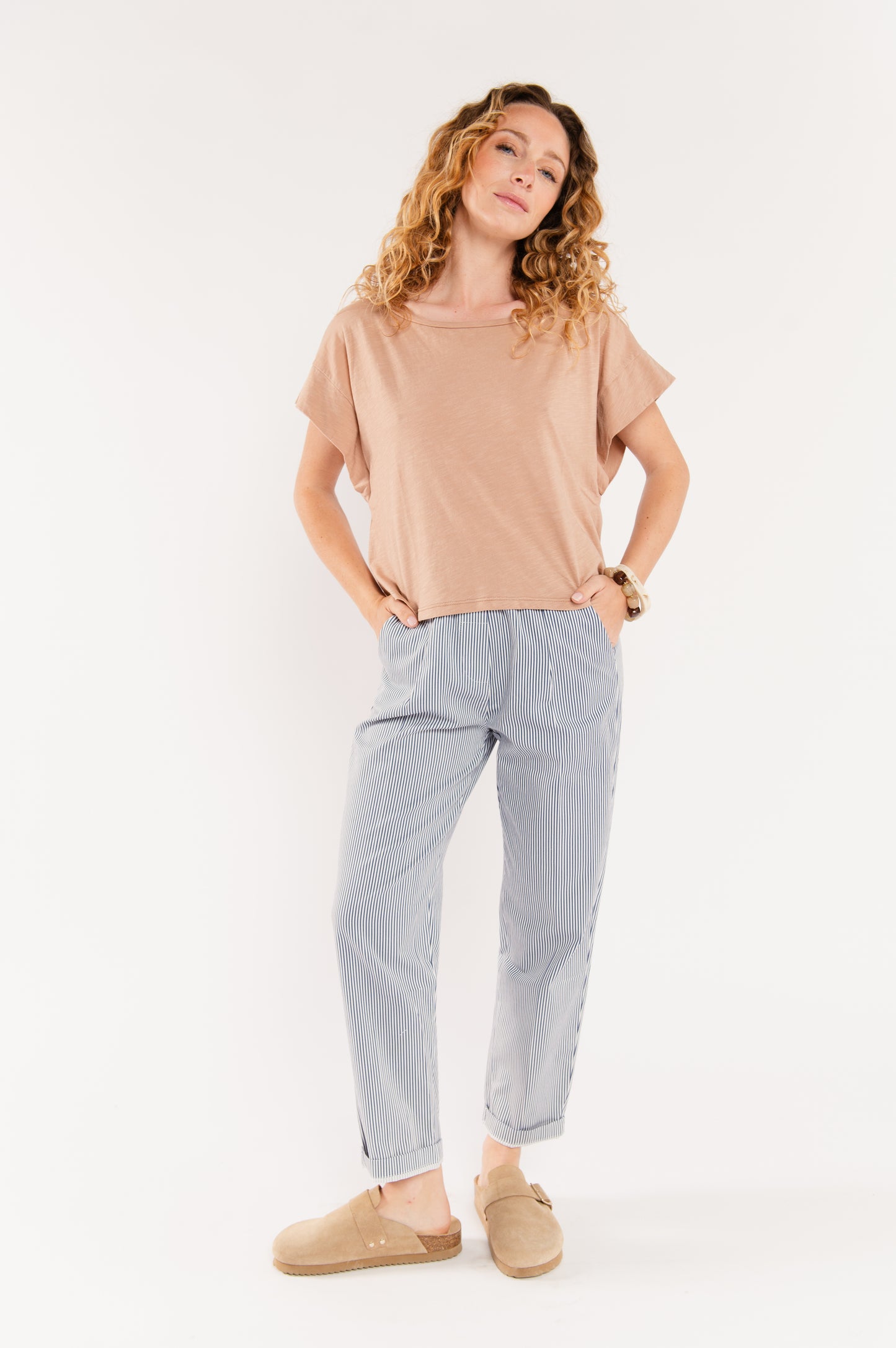 CHINO 7/8ÈME À RAYURES FARAH MARINE