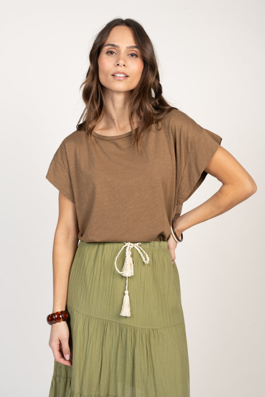 T-SHIRT AMPLE COTON MODAL ÉLÉNA MARRON