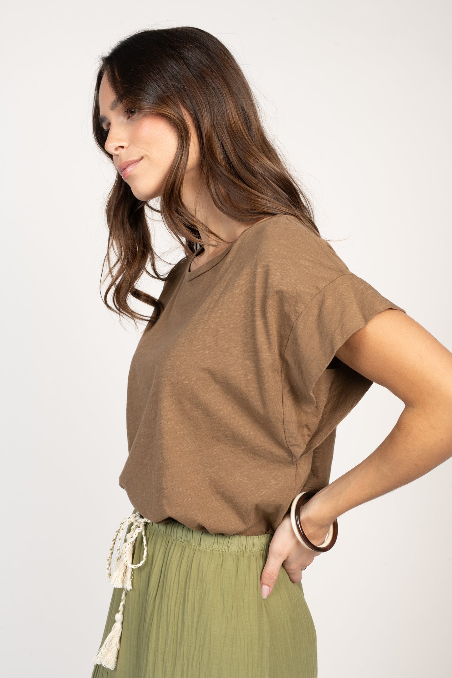T-SHIRT AMPLE COTON MODAL ÉLÉNA MARRON