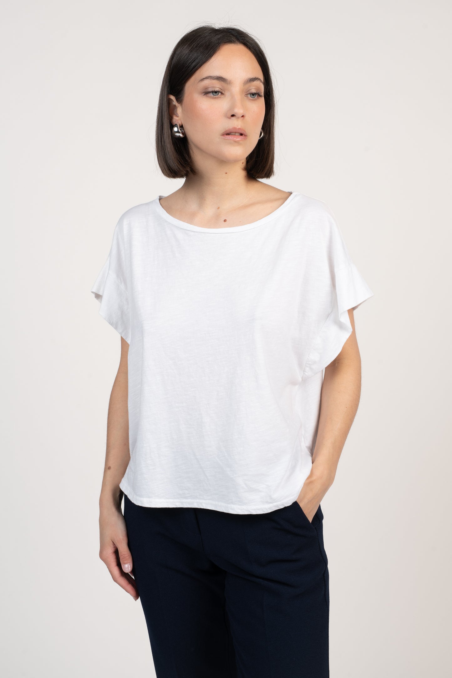 T-SHIRT AMPLE COTON MODAL ÉLÉNA BLANC