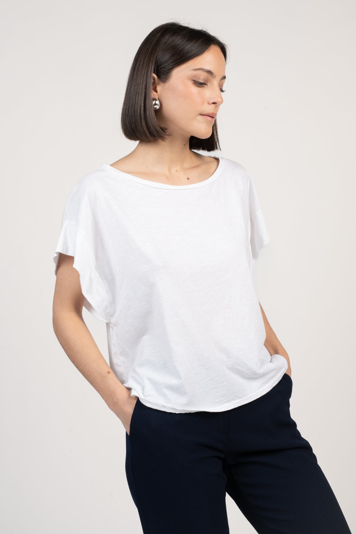 T-SHIRT AMPLE COTON MODAL ÉLÉNA BLANC